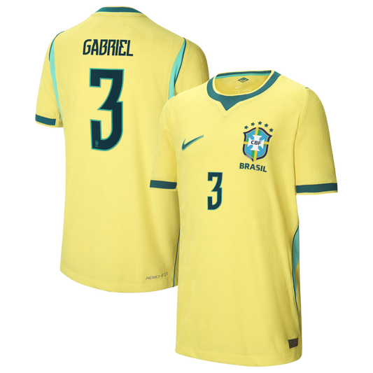 Gabriel Magalhães Brazil National Team Youth 2026 Home Match Jersey - Yellow
