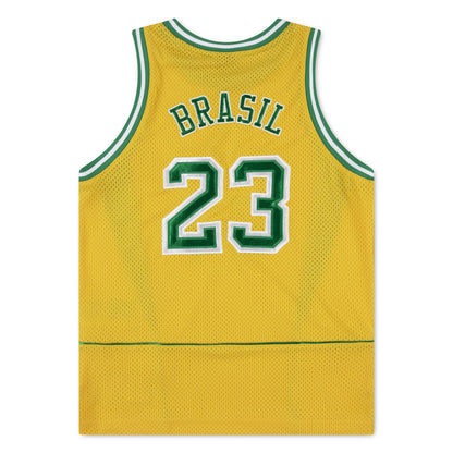 Brazil National Team Youth Mesh Basketball Fashion Jersey - Yellow