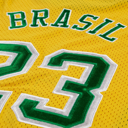 Brazil National Team Youth Mesh Basketball Fashion Jersey - Yellow
