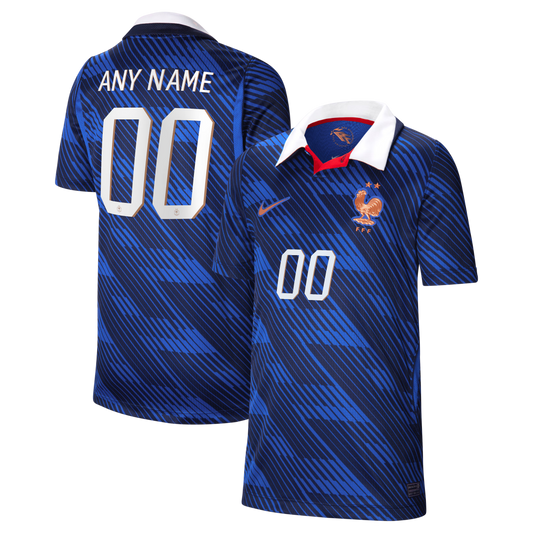 France National Team Youth 2026 Home Stadium Replica Custom Jersey - Blue