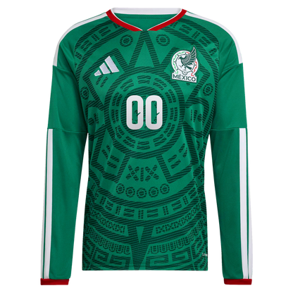 Mexico National Team 2026 Home Replica Long Sleeve Custom Jersey - Green