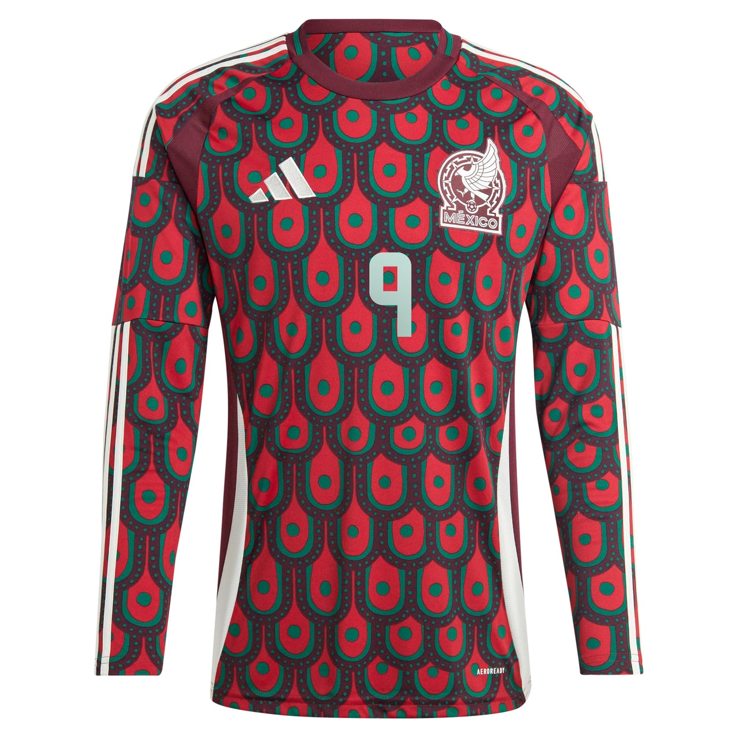 Raul Jimenez Mexico National Team 2024 Home Replica Player Long Sleeve Jersey - Burgundy