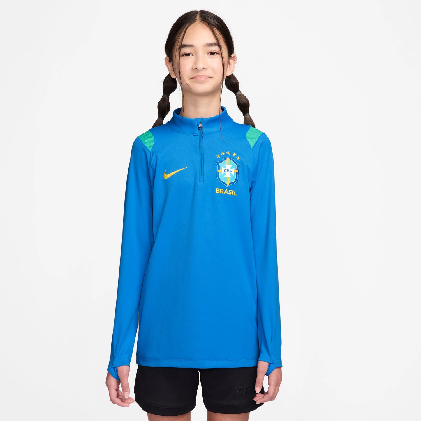 Brazil National Team Youth 2026 Academy Pro Dri-FIT Long Sleeve Quarter-Zip Drill Top - Blue